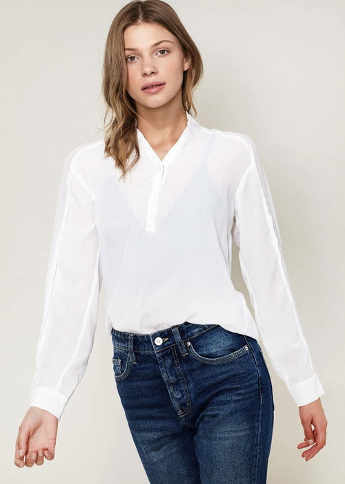 Women's Mandarin Collar Shirt - Ivory