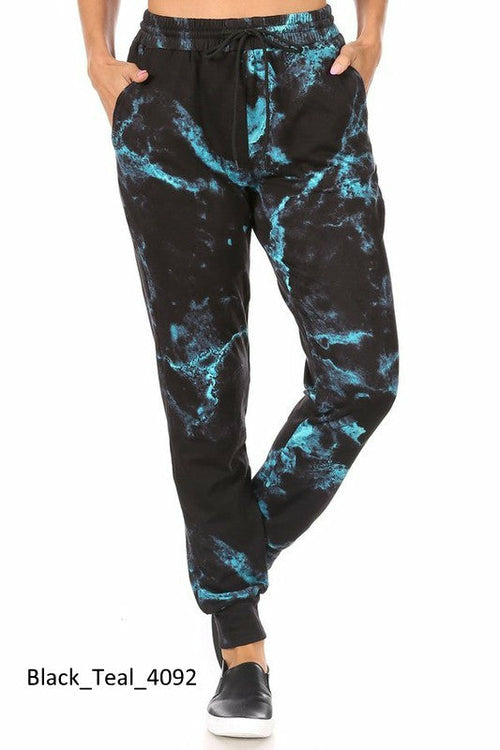 Womens Warm Fleece Marbled Joggers