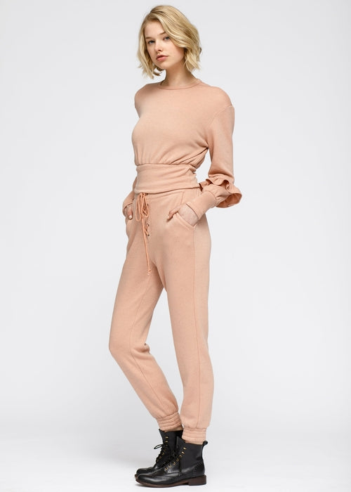 Women's Peplum Sweatpants - Peach