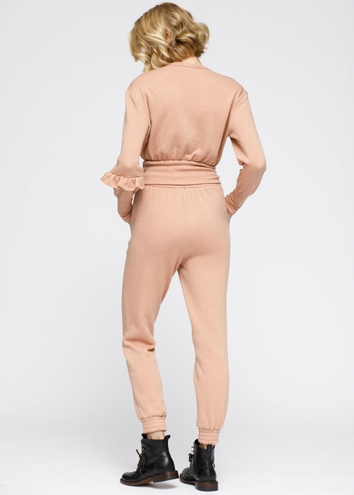 Women's Peplum Sweatpants - Peach