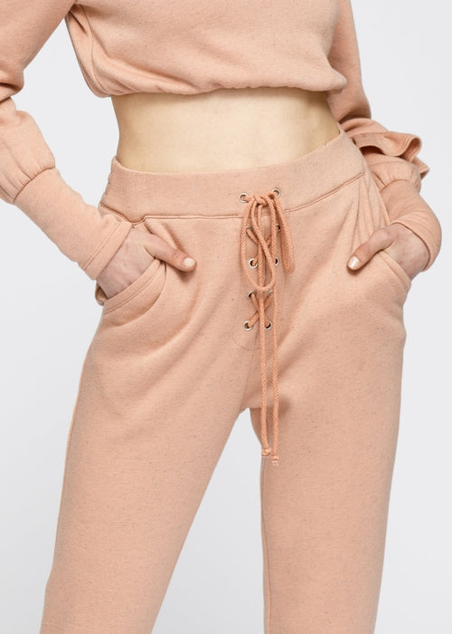 Women's Peplum Sweatpants - Peach
