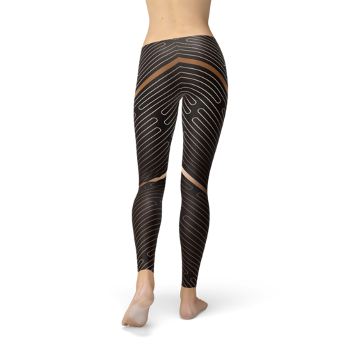 Womens Striped Brown Leggings