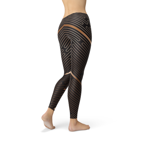 Womens Striped Brown Leggings