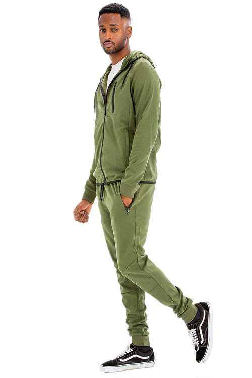Dynamic Solid Sweat Suit - Army Green